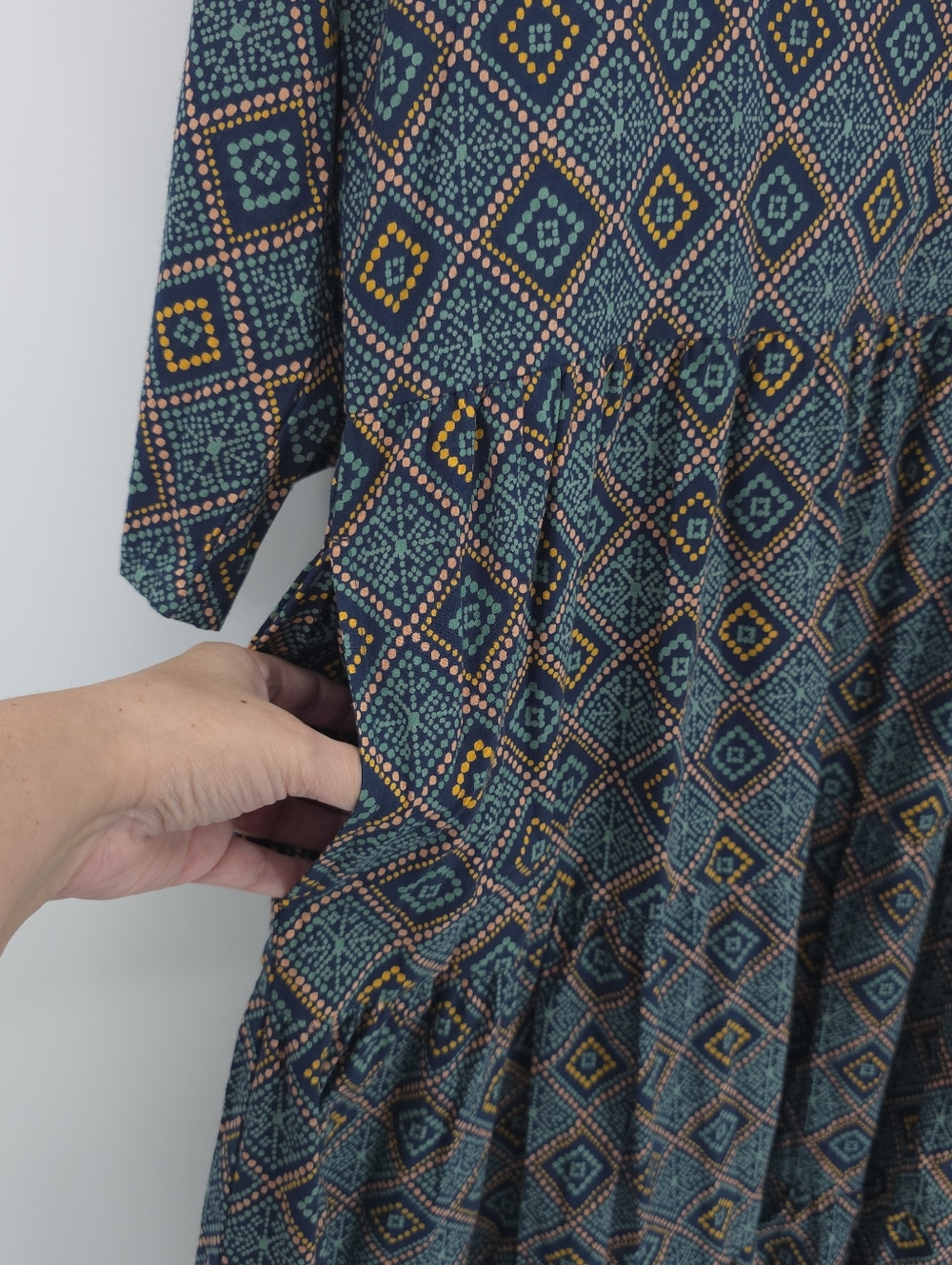 Mata Traders Tiered Midi Dress 100% Cotton Pockets Flowy Cottagcore Boho Garden - Picture 6 of 16